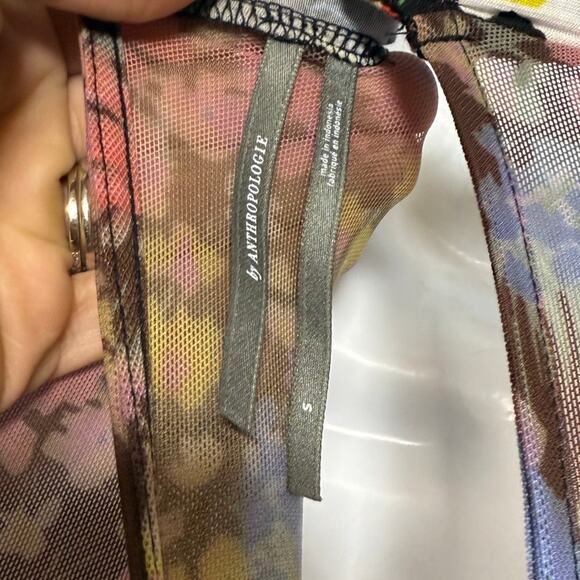 Anthropologie Mesh Halter Mock-Neck Dress – Floral Bodycon Midi, Size S - Picture 8 of 8